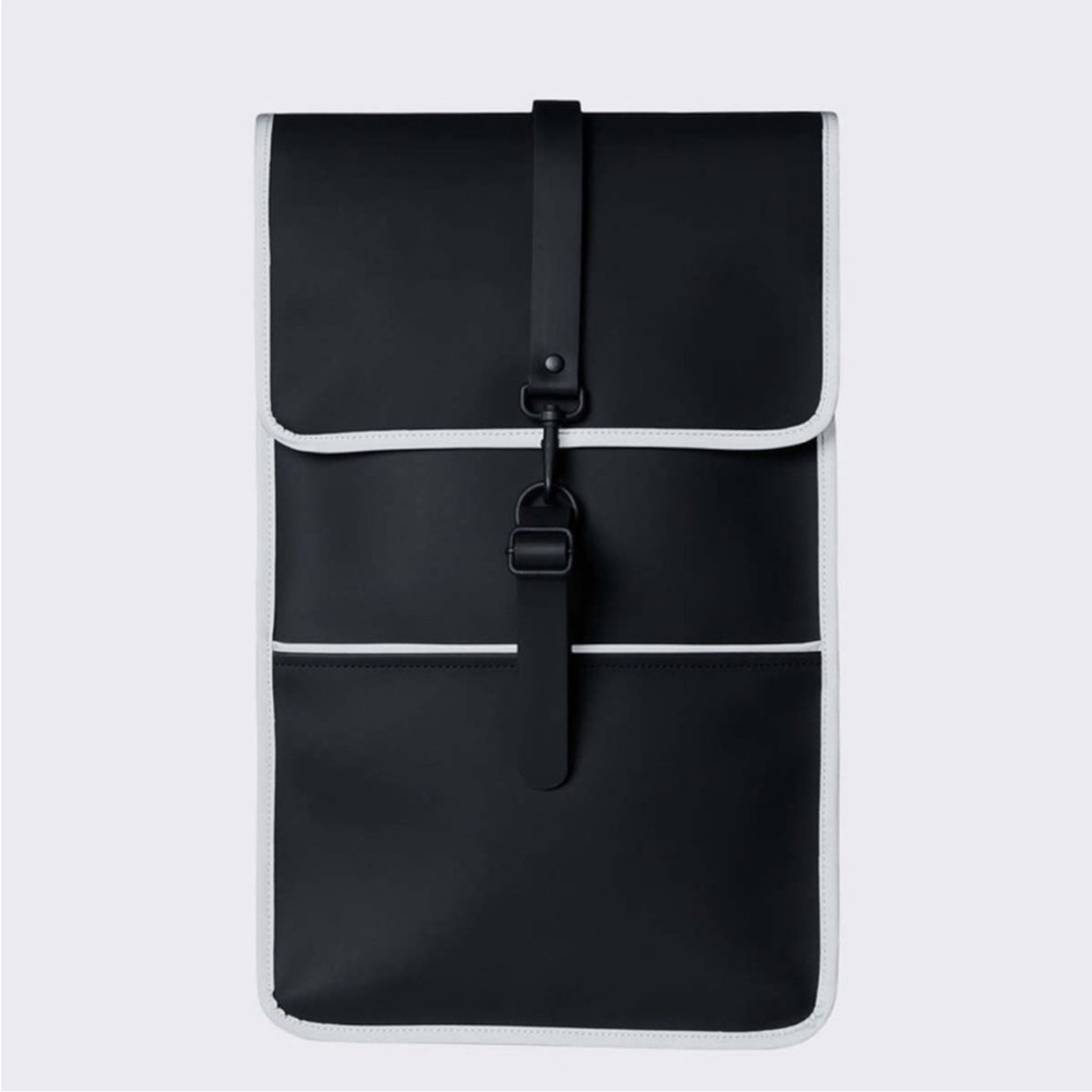 Rains black reflective waterproof backpack